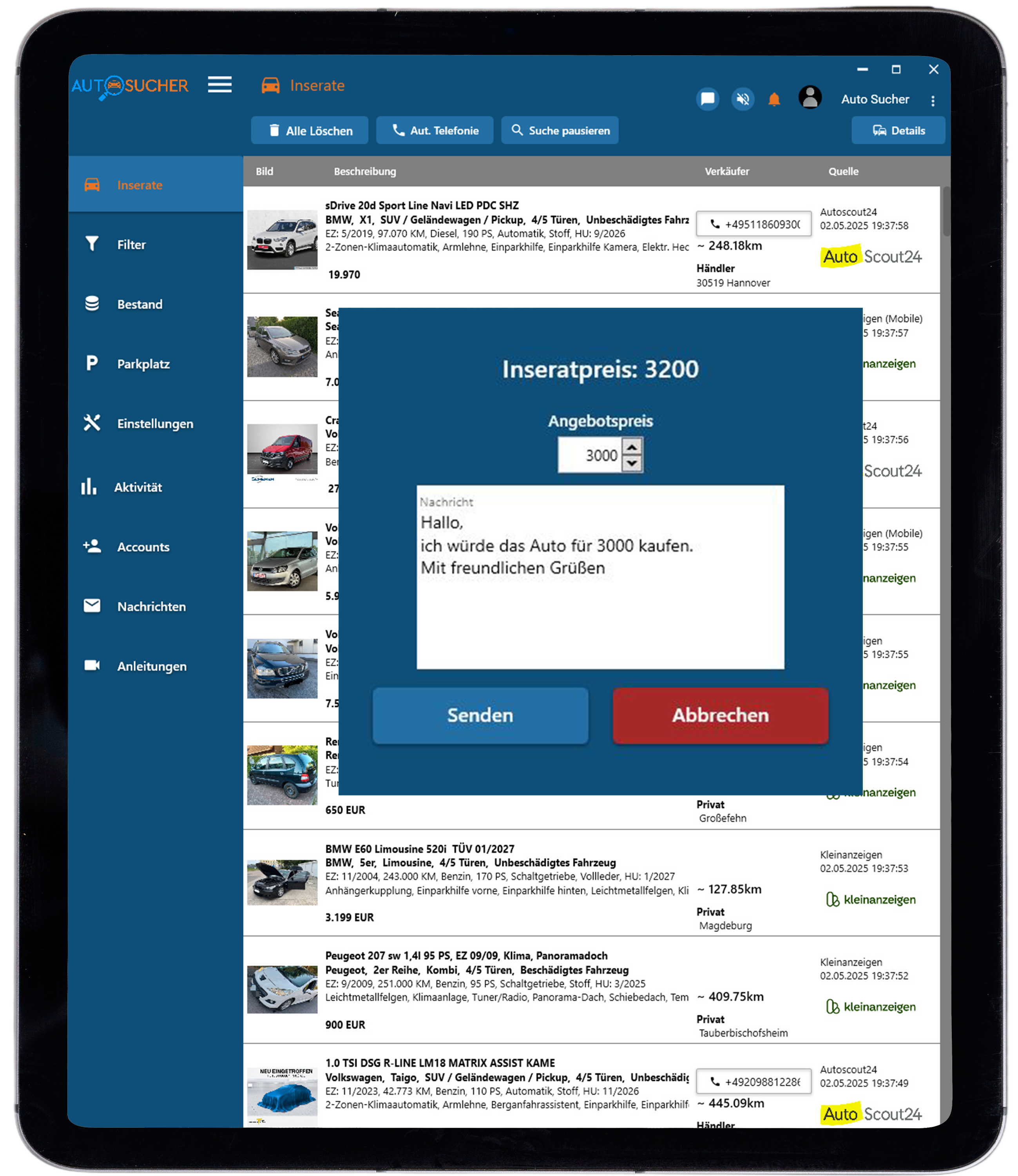 automatische Fahrzeugsuche